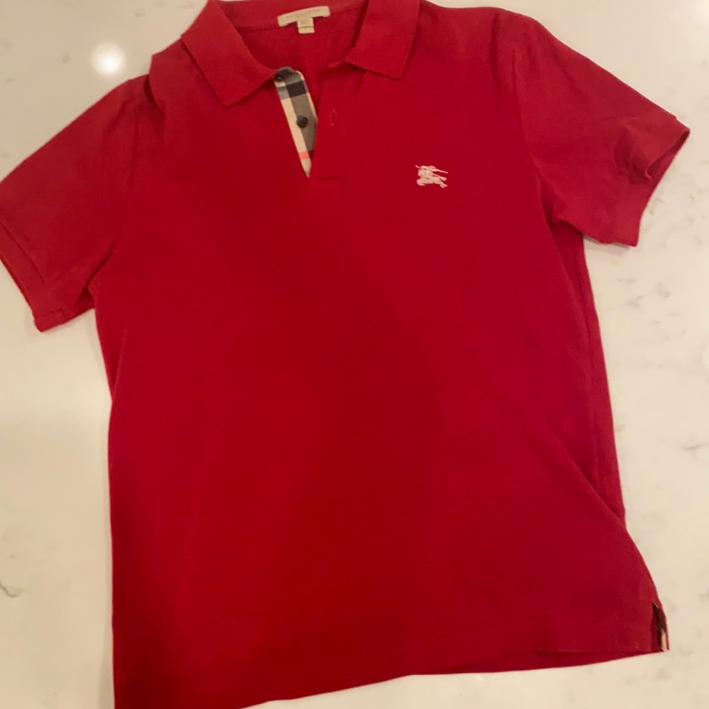 Red Mens Burberry Polo